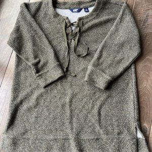 Land's End 3/4 Sleeve Textured Lace Front Tunic